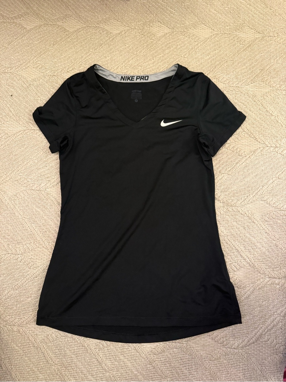 Nike Black Women's V-Neck Dri-FIT Short Sleeve Top